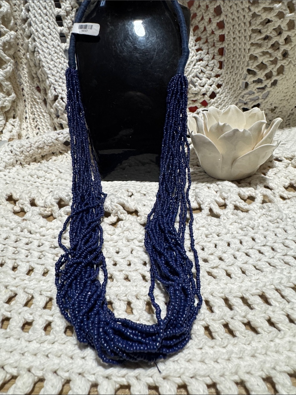 Layered Navy Seed Bead Necklace for Women